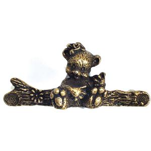 Emenee OR258-ABR Premier Collection Bear Handle 4-1/2 inch x 2 inch in Antique Matte Brass Story Book Series